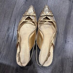 BCBGMaxAzria Gold and Tan Flats